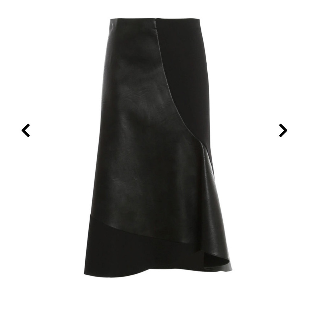 Stella McCartney Skin Free Skin Black Vegan Leather Asymmetrical Midi Skirt 38